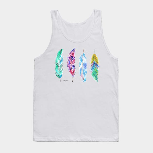 Watercolor Feathers Tank Top by veronicalucy